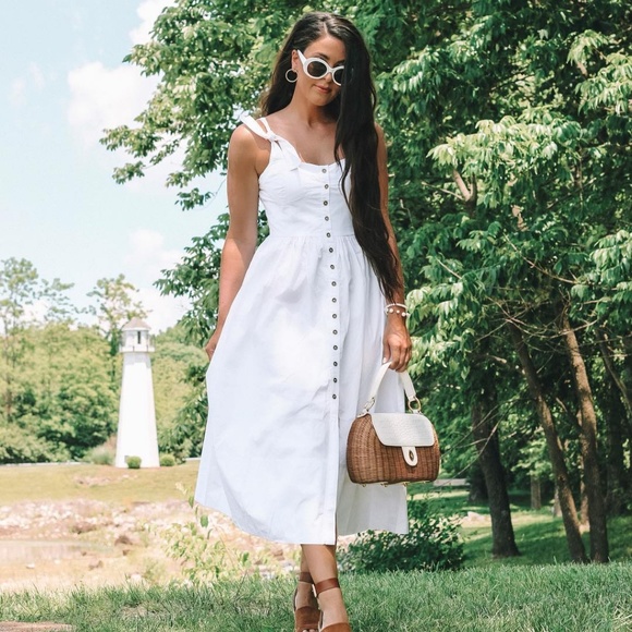 White Button Down Dress - Picture 1 of 7
